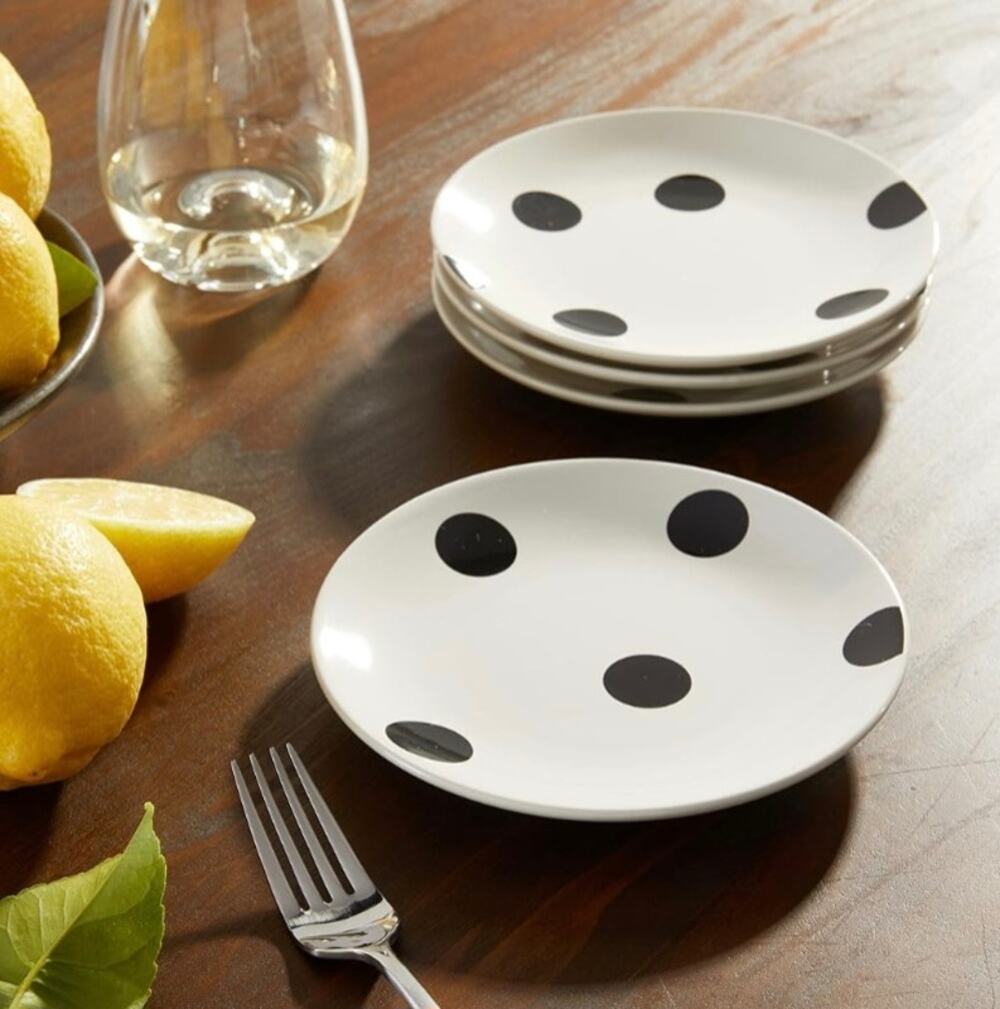 KATE SPADE NEW YORK 4 PIECE SET ALL IN GOOD TASTE ECHO DOT APPETIZER PLATES